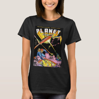 惑星漫画レーザー攻撃ヴィンテージ漫画ブラック Tシャツ