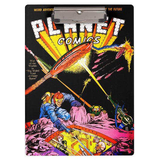 惑星漫画レーザー攻撃Sci Fiヴィンテージ漫画 クリップボード (正面)