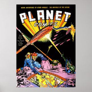 惑星漫画レーザー攻撃Sci Fiヴィンテージ漫画 ポスター