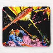 惑星漫画レーザー攻撃Sci Fiヴィンテージ漫画 マウスパッド (正面)