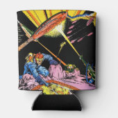 惑星漫画レーザー攻撃Sci Fiヴィンテージ漫画 缶クーラー (裏面)