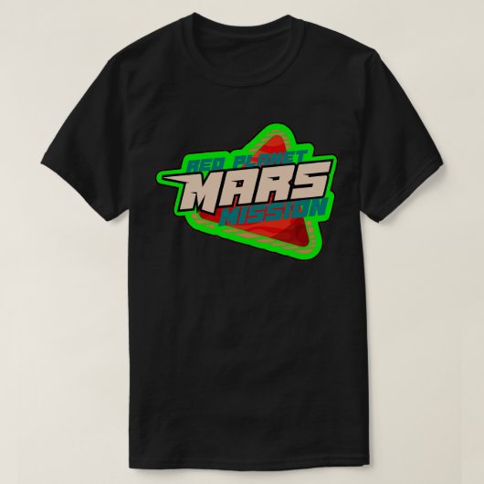 惑星火星ミッションバッジ緑 Tシャツ (デザイン正面)