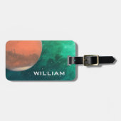 惑星火星太陽のシステム宇宙グリーン銀河系 ラゲッジタグ (正面横)