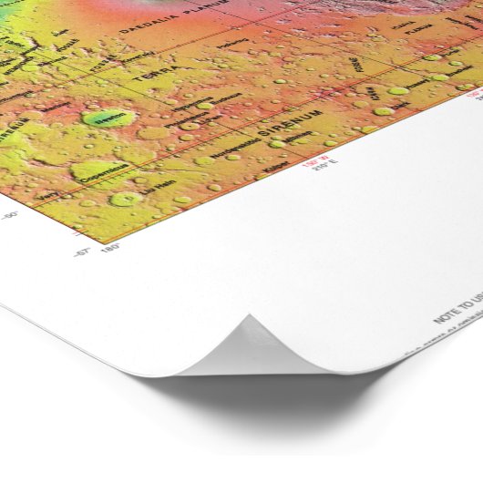 惑星火星 – 地形図 ポスター (角)