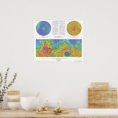 惑星火星 – 地形図 ポスター (キッチン)