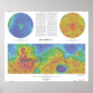 惑星火星 – 地形図 ポスター