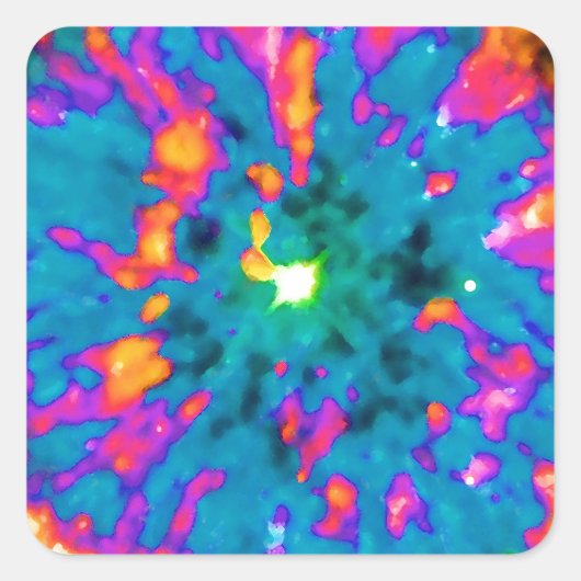 惑星状星雲NGC 6751 ポップアート サイケデリック スクエアシール (正面)