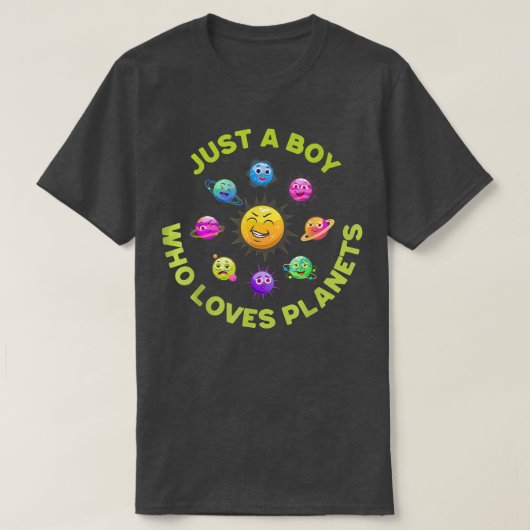 惑星系の科学を愛する太陽の少年 Tシャツ (デザイン正面)