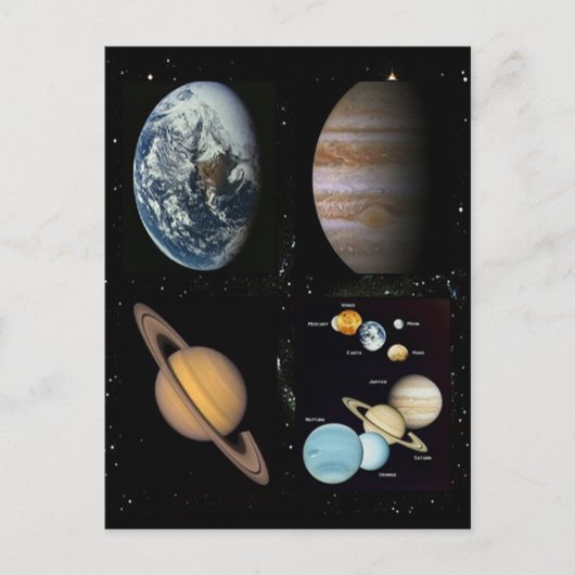 惑星系太陽のコラージュ ポストカード (正面)