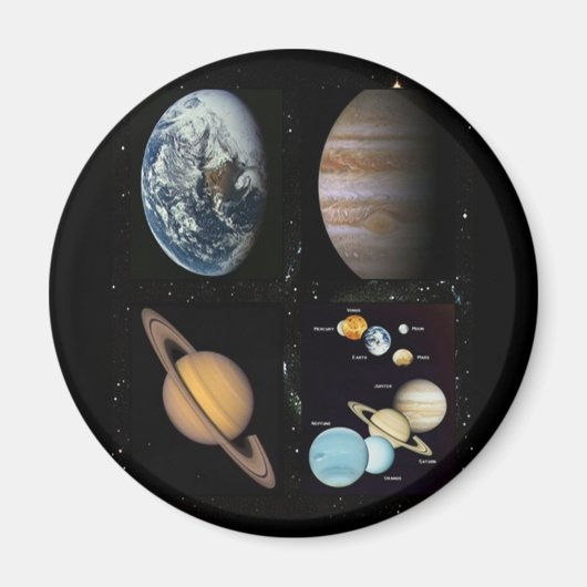 惑星系太陽のコラージュ マグネット (正面)
