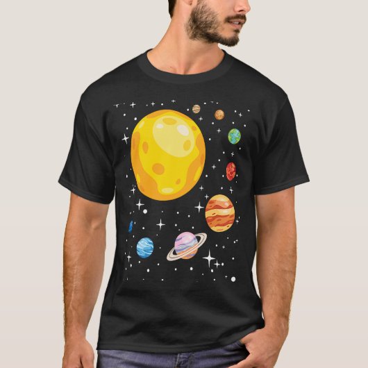 惑星系太陽のプラネタリウム天文学アストロフ Tシャツ (正面)