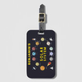 惑星系太陽のモノグラム宇宙飛行士キッズおもしろい ラゲッジタグ (正面縦)