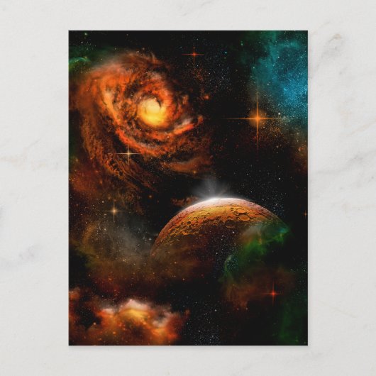 惑星素晴らしと星を持つ宇宙 ポストカード (正面)