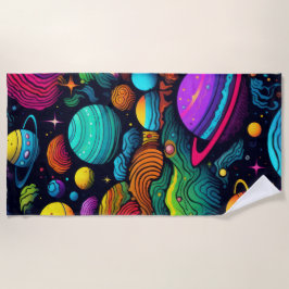 惑星背景 ビーチタオル