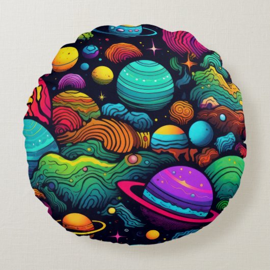 惑星背景 ラウンドクッション (正面)