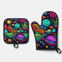 惑星背景 鍋つかみ&鍋敷きセット