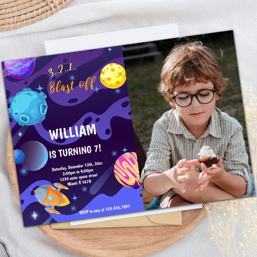 惑星誕生日招待状と写真 招待状