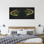 惑星輝く土星の後ろの太陽が影を投げる キャンバスプリント (インサイチュ (寝室))