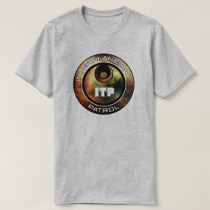 惑星間パトロールブラック宇宙ロゴ Tシャツ