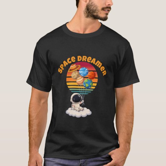 惑星風船を持つ宇宙飛行士Tシャツ Tシャツ (正面)