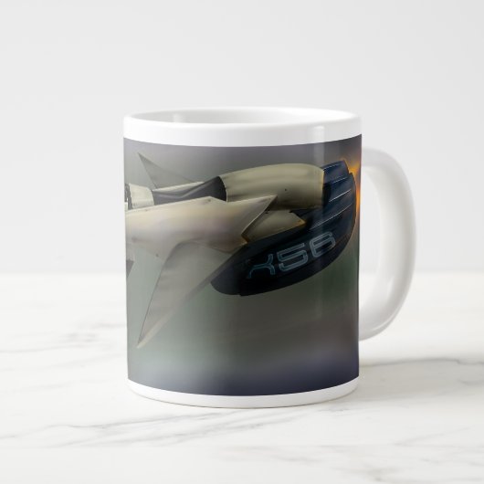 惑星飛んでいるを通過する宇宙船 ジャンボコーヒーマグカップ (正面右)