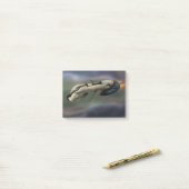 惑星飛んでいるを通過する宇宙船 ポストイット (デスク上)