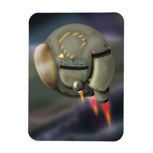 惑星飛んでいるを通過する宇宙船 マグネット (縦)