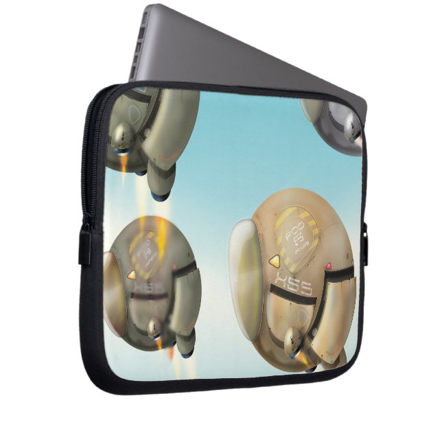 惑星飛んでいるを通過する宇宙船 ラップトップスリーブ (正面右)