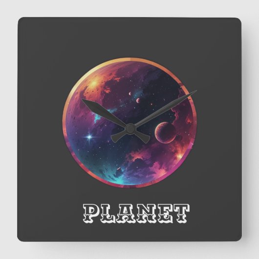 惑星 スクエア壁時計 (正面)