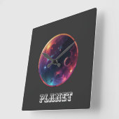 惑星 スクエア壁時計 (傾斜)
