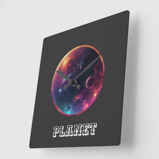 惑星 スクエア壁時計 (傾斜)