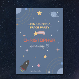 惑星&ロケット宇宙空間誕生日招待状 招待状