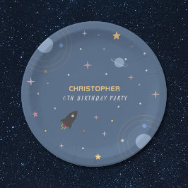 惑星&ロケット宇宙空間誕生日紙プレート ペーパープレート