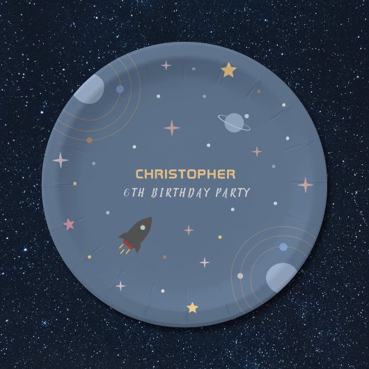 惑星&ロケット宇宙空間誕生日紙プレート ペーパープレート