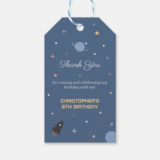 惑星&ロケット、宇宙の感謝ギフトタグ ギフトタグ (正面)