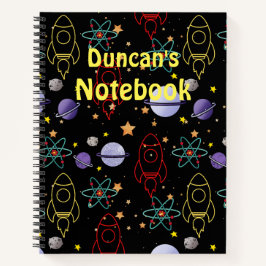 惑星、星、ロケット船 ノートブック