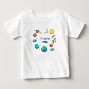 惑星、月、太陽のスペースサークルクリップアートセット、 ベビーTシャツ