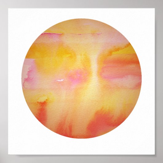 惑星 | 水彩絵を描ピンクのオレンジ色 ポスター (正面)