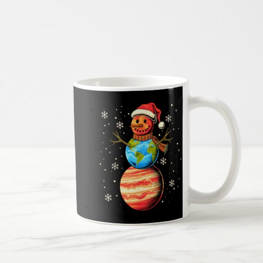 惑星 雪だるま 宇宙 おもしろ クリスマス 天文学 フ コーヒーマグカップ (右)
