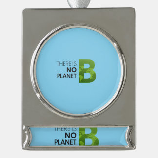 惑星Bがない – グリーンアースタイポグラフィ シルバープレートバナーオーナメント