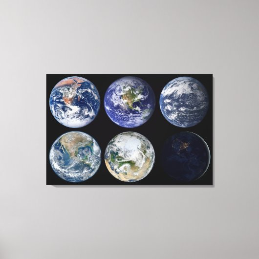 惑星Earthの象徴的なビューのイメージ比較。 キャンバスプリント (正面)