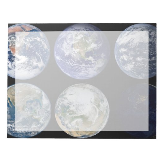 惑星Earthの象徴的なビューのイメージ比較。 ノートパッド (正面)