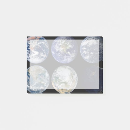 惑星Earthの象徴的なビューのイメージ比較。 ポストイット (正面)