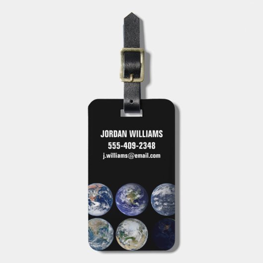 惑星Earthの象徴的なビューのイメージ比較。 ラゲッジタグ (正面縦)