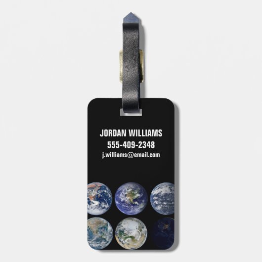 惑星Earthの象徴的なビューのイメージ比較。 ラゲッジタグ (裏面縦)