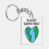 惑星First Ecoflyアイコンハッピーアースクリップアート キーホルダー (正面左)