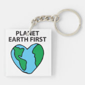 惑星First Ecoflyアイコンハッピーアースクリップアート キーホルダー (裏面)