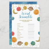 惑星Outer Spaceベビーシャワーワードスクランブル (正面/裏面)