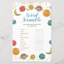 惑星Outer Spaceベビーシャワーワードスクランブル