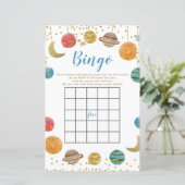 惑星Outer Spaceベビーシャワー金ゴールドグリッタービンゴ (スタンド正面)